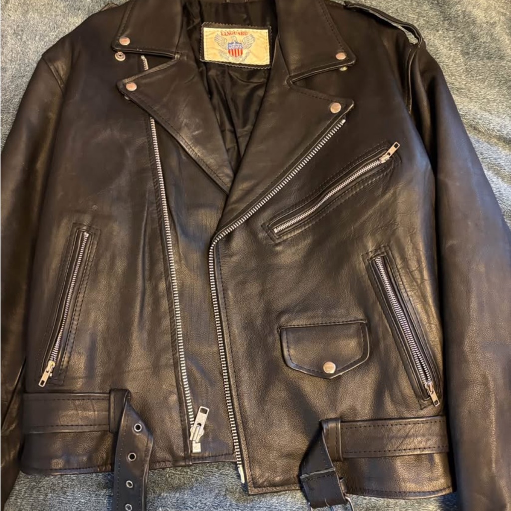 Vanguard Vintage Black Leather Biker Jacket